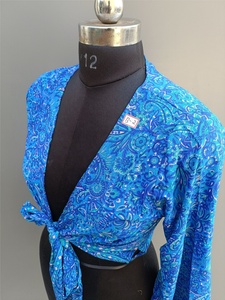 New Style V-neck Bell Sleeves Floral Print 100% Cotton Top with Pajama Flare <b>Elastic</b> Waist Knotted <b>Dress</b> Palazzo Tie up Crop - Product Image 2