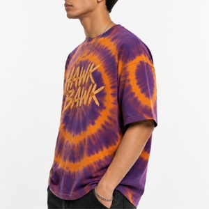 Camiseta Tie Dye para Hombre, Premium, Suave, Transpirable, Manga Corta, Diseño Morado, Estilo Urbano, Cuello Redondo, Corte Regular, Moda Urbana - Product Image 3