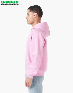 Sweat-shirt d'hiver rose uni personnalisé pour homme, 100 % coton, molleton épais, manches raglan, fermeture éclair intégrale, style actif - Product Image 5