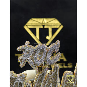 Pendentif personnalisé serti de diamants moissanite « TWAN » en argent sterling 925, collier hip-hop par Trisha Jewels - Product Image 4