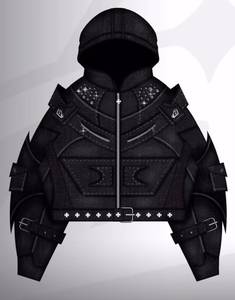 Black Hooded Zip-Up Sweatshirt Men <b>Gothic</b> Punk Streetwear Cotton Knitted Solid Oversized Crop Winter <b>Jacket</b> Custom Logo - Product Image 1