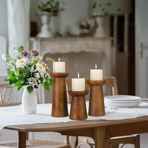 Juego de Portavelas de Madera Hechos a Mano, Rústicos y Decorativos para Mesa, para Decoración del Hogar y Bodas - Product Image 5