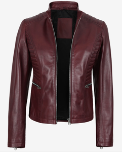 แจ็คเก็ตหนังแท้ทรงคาเฟ่เรเซอร์สำหรับผู้ชาย ขายส่ง OEM ทรงเข้ารูป สไตล์นักขี่มอเตอร์ไซค์ ปิดกระดุมแบบปกปิด  รับทำโลโก้ เป็นมิตรต่อสิ่งแวดล้อม - Product Image 4