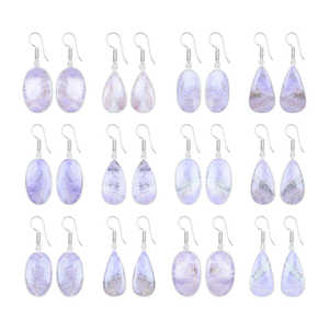 Pendientes Colgantes de Jade Lavanda Natural Único, Semipreciosos, Chapados en Plata y Latón, Bonitos, para Regalo de Fiesta o Boda para Mujeres y Niñas - Product Image 3