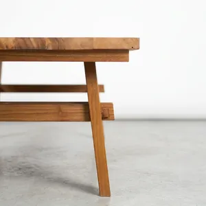 Minimalist Wood Rectangular <b>Coffee</b> <b>Table</b> Outdoor Furniture <b>Garden</b> Sofa Style Solid Teak Weather Resistant Modern Design - Product Image 3