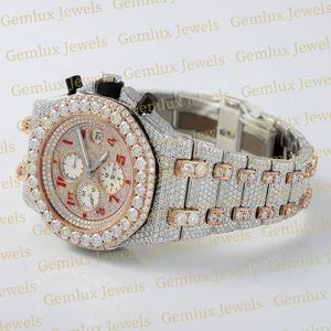 Premium Quality Pass Diamond Tester Chronograph D VVS Totalmente helado Moissanite Diamond Rose Gold Two Tone Hip Hop Watch para hombres - Product Image 6