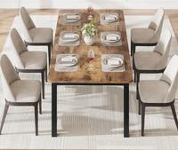 VENTE FLASH - Ensemble de table à manger en bois moderne avec 6 chaises, meubles de salle à manger, table à manger d'intérieur, prix avantageux