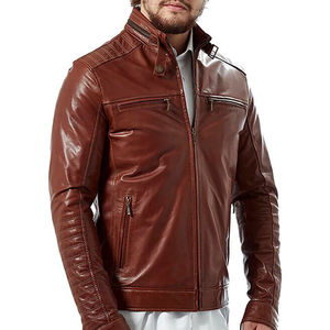 <b>Top</b> Trendy New Design Men's Winter <b>Leather</b> Casual Jacket <b>High</b> Street Windproof Stand Eco-friendly Customized Sizes Zipper - Product Image 5