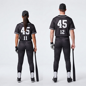 Custom Baseball Uniform Set Striped Jersey <b>Pants</b> High Qaultiy Button <b>Down</b> Softball Jersey <b>Pants</b> Sports Training Baseball Uniform - Product Image 2