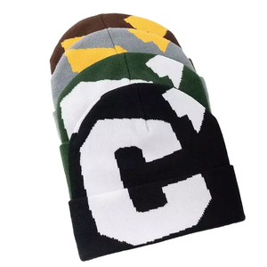 All Over Letter Pattern Knit Beanie Streetwear Winter Warm Fashion Graphic <b>Men</b> Women Unisex Jacquard Beanies - Product Image 4