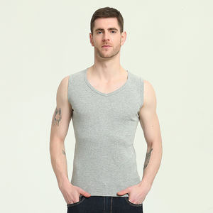 Débardeur d'été en coton pour homme, col en V, blanc, avec logo personnalisé, sans manches, pour la gym, vente en gros 2026 - Product Image 5