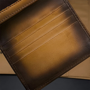 Burnished Tan <b>Bifold</b> Wallet Vintage Finish Cow Hide Multi Card Slot Wholesale Supply Distressed Pocket <b>Purse</b> Daily Travel Case - Product Image 4