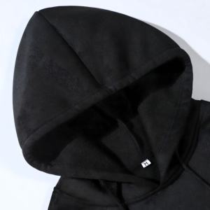 Sudadera con Capucha Negra con Estampado de Mariposa en la Espalda, Estilo Urbano Oversize, Mezcla de Algodón, Diseño Personalizado OEM ODM - Product Image 5