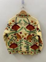 Chaqueta de Algodón con Cuello Mandarín Bordado a Mano con Diseño Floral, Estilo Bohemio, Manga Larga, Ropa de Abrigo Otoñal para Mujer Adulta