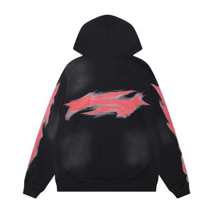 Sweat à capuche streetwear pour homme, 100% coton molletonné 400 g/m², délavé à l'acide, imprimé, avec logo de marque OEM, pour petites commandes, fabrication sur mesure - Product Image 4