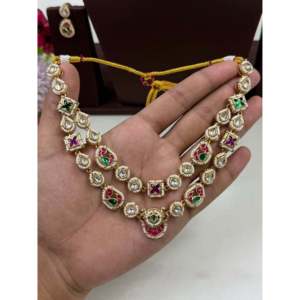 Indian Ethnic Bridal Gold Plated Beaded Necklace & Earring Set by Neha Heritage - Product Image 3