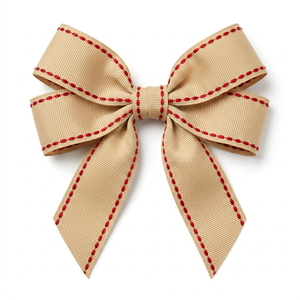 25mm Champagne Gold Red Edge Stitch Grosgrain <b>Ribbon</b> Factory Direct Bulk Supply Wedding Decor Cake Event Styling Floral Crafts - Product Image 3