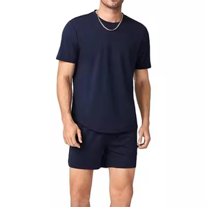2026 New Summer Casual Wear High Street Terry Polyester/Cotton Men's Plus Size Quick Dry Breathable 2-Piece Set Oversized <b>Drop</b> - Product Image 3