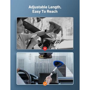 Kit de Herramientas para Limpieza de Autos con Mango Extensible y 4 Almohadillas de Microfibra Reutilizables de Alta Densidad para Detallado Interior - Product Image 2