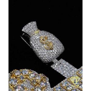 <b>Custom</b> Money Bag <b>Name</b> Pendant Moissanite Diamond 925 Sterling Silver Gold Plated Iced Out Hip Hop <b>Necklace</b> Personalized Luxury - Product Image 5