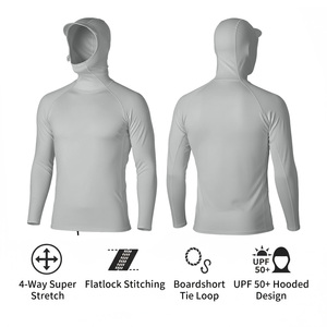เสื้อคลุมกันแดดแบบมีฮู้ด พรีเมียม ป้องกันรังสียูวี ผลิตจากผ้าสแปนเด็กซ์/โพลีเอสเตอร์ ระบายอากาศได้ดี แห้งเร็ว แขนยาว รับผลิตตามแบบ (OEM) เสื้อผ้าตกปลาแบบสั่งทำ - Product Image 2