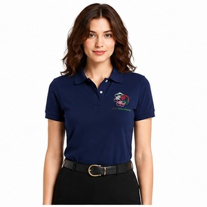 เสื้อโปโลผู้หญิงสไตล์ลำลองสำหรับฤดูร้อน สีพื้น แขนสั้น รับสกรีนโลโก้ ระบายอากาศได้ดี - Product Image 1