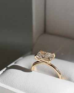 แหวนทองคำประดับมอสซาไนต์ทรงมาร์คีส์ 14K 18K แหวนหมั้นสำหรับผู้หญิง แหวนรูปตัววีแบบพันรอบ ดีไซน์เรียบหรู แหวนแต่งงานที่ไม่ซ้ำใคร - Product Image 3