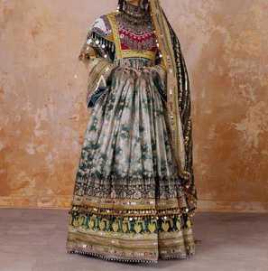 Customized Sizes Eco-Friendly Maxi V-neck A-Line Floral Print Afghan Kuchi <b>Dresses</b> Women Wedding Party Wear Wholesale Prices - Product Image 3