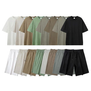 Ensembles décontractés pour hommes d'été, t-shirt à manches courtes uni, shorts, vêtements de rue, ensembles de sport, ensemble 2 pièces - Product Image 2