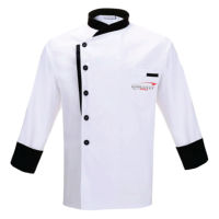 Veste de cuisine professionnelle unisexe personnalisée à manches longues avec fermeture boutonnée et détection d'aiguilles pour hôtels et restaurants (avec logo)
