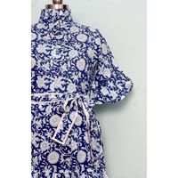 Robe longue d'été en coton indien faite à la main, personnalisable, pour femme, style vintage, coupe trapèze, imprimé au bloc, naturelle, écologique et lavable – Vente en gros