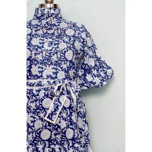 Vestido de Verano de Algodón Indio Personalizable al por Mayor para Mujer, Vestido Largo con Estampado de Bloques para Fiestas y Regalos, Lavable - Product Image 3