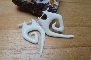 Bone <b>Dangle</b> <b>Earrings</b> – Eco Natural Carved Ethnic Accessories - Product Image 5