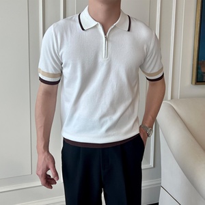 Nueva Camiseta de Punto Casual de Alta Gama para Hombre, de Verano, Manga Corta, Color Sólido, Antipilling, para Usar con Camiseta Polo - Product Image 4