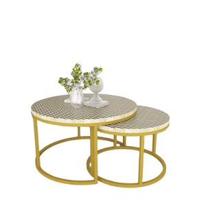 โต๊ะกาแฟแบบฝังกระดูกและแม่ของไข่มุกอินเดียขนาดและดีไซน์ปรับแต่งได้โต๊ะกาแฟฝังกระดูกสุดหรู - Product Image 6