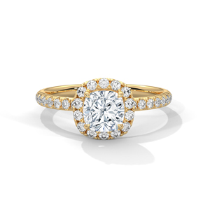 High Quality Exquisite Design Cluster <b>Ring</b> With <b>Cushion</b> Cut Lab Grown Diamond GRA Certified Handcrafted 14k Yellow Gold <b>Ring</b> - Product Image 1