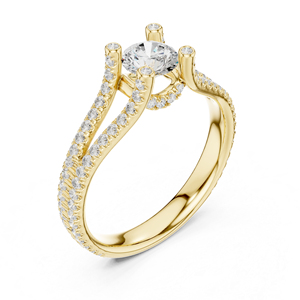 แหวนแต่งงานเพชรทรงกลมเพาะเลี้ยงในห้องปฏิบัติการทองคำ 14K สีเหลืองสำหรับผู้หญิง |   เพชรที่เพิ่งเพาะเลี้ยง - Product Image 5