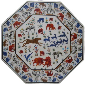 Eco-Friendly Customizable Octagonal <b>Marble</b> <b>Top</b> Stone Inlay Traditional Antique Coffee Table Durable Decorative Living - Product Image 4