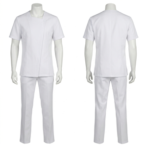 Uniforme de salon et spa haut de gamme en poly-rayonne et élasthanne 180 GSM, violet, avec panneau asymétrique et logo brodé personnalisé - Product Image 2