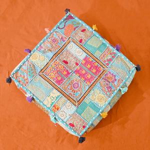 เบาะรองนั่งตกแต่งสไตล์โบฮีเมียนเบาะเย็บปะลายส่าหรี - Product Image 2