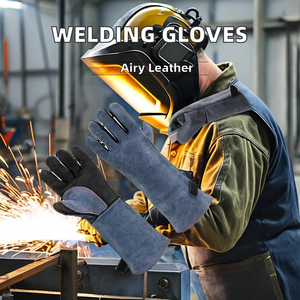 Gants de soudure en cuir de vachette résistant à la chaleur à manches longues - Product Image 2