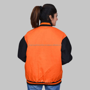Chaqueta universitaria de sarga de algodón bordada personalizada para mujer, chaqueta con cuello levantado, procesamiento recubierto de invierno - Product Image 3