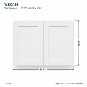 Custom 33 x 24 Inch Kitchen <b>Wall</b> <b>Cabinet</b> <b>White</b> Shaker 24 Inch Deep RTA Factory Direct Vietnam - Product Image 6