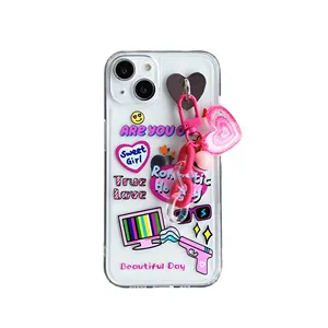 गुलाबी स्ट्रीट फैशन धातु भागों के लिए पारदर्शी क्रिस्टल शीतल Tpu मोबाइल सेलफोन फोन के मामले में iPhone x xs xr अधिकतम 11 12 13 प्रो मैक्स