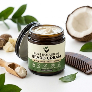 Crème pour barbe frisée unisexe de haute qualité, personnalisable, biologique, végane, sans ammoniaque, sans sulfate, entièrement naturelle, tenue forte, OEM - Product Image 1