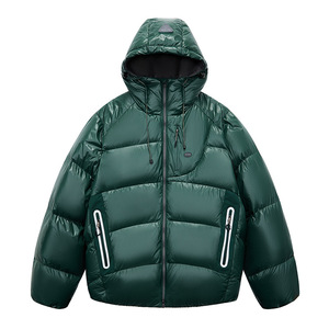 Veste d'hiver décontractée pour homme, à capuche, en duvet, coupe-vent, avec poches zippées et accents bleus - Product Image 2
