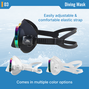 Masque de plongée Aropec à deux lentilles en aluminium avec verres à faible volume réglables, cadre métallique coloré pour la plongée libre et les sports nautiques - Product Image 4