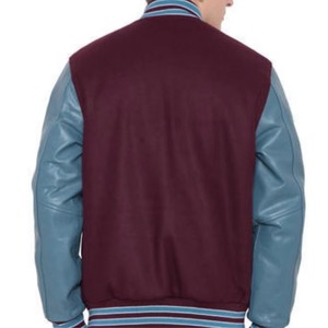 Blouson universitaire personnalisé de haute qualité en laine avec col montant, manches en cuir véritable, broderie, respirant et à séchage rapide - Product Image 5