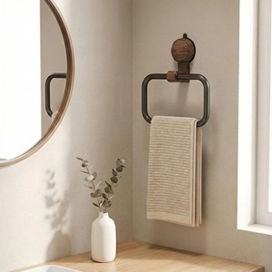Porta toallas de madera simple, montado en la pared, para baño, cocina y área de servicio, organizador multiusos, venta al por mayor desde India. - Product Image 6