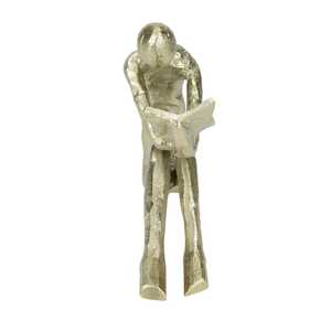 Gold Plated Figurine Reading Person Handmade Contemporary Art Sculpture Tabletop Ornament for Living Room - Product Image 5